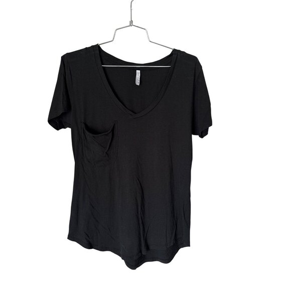 Z Supply Pocket Tee Size Small V Neck Short Sleeve Top Solid Black Everyday Wear - Picture 2 of 8